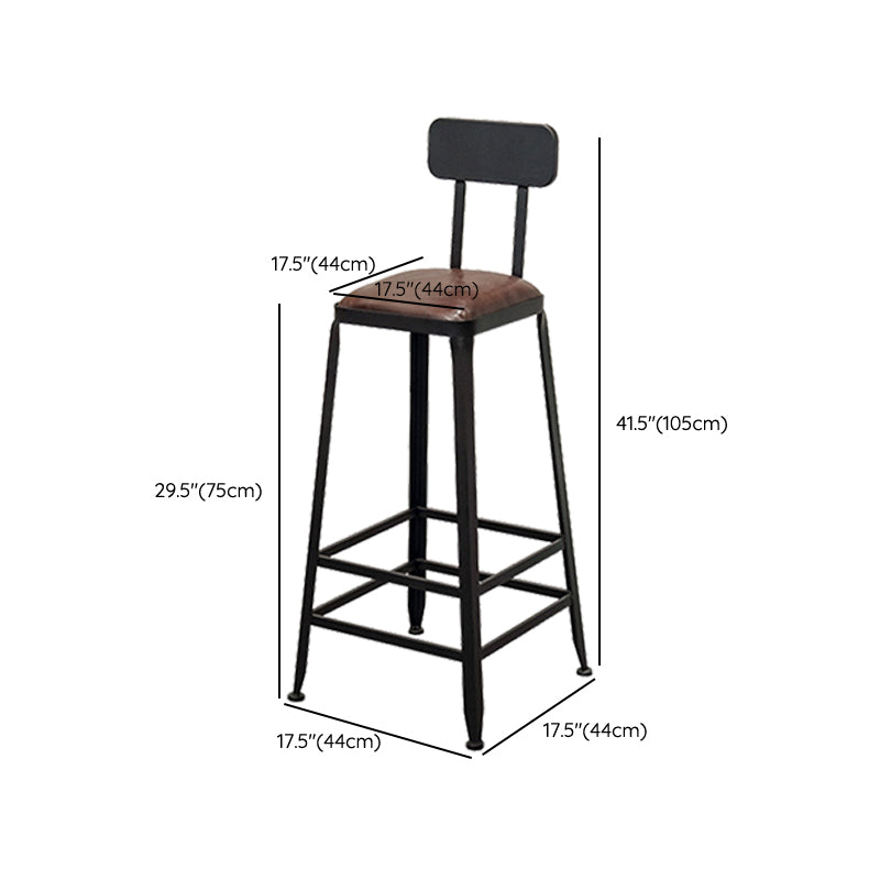 Tabouret de bar à dos basse de style brun de style contemporain avec jambes en métal