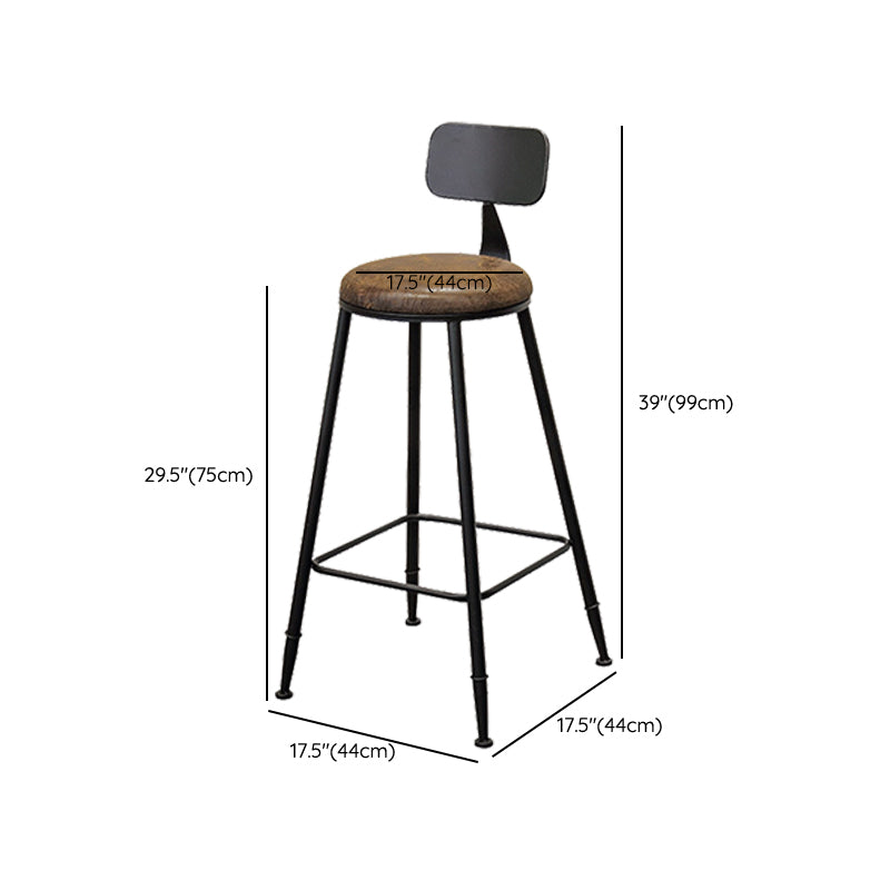 Tabouret de bar à dos basse de style brun de style contemporain avec jambes en métal