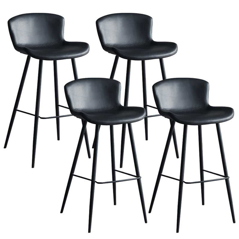 Contemporary Armless Bar Stool Faux Leather Bar Stool for Living Room Black 4 Piece Set Counter Stool(26"H) Clearhalo 'Bar Furniture' 'Bar Stools' 'bar_stools' 'furn' 'furn_bar_stools' 'Furniture' 'Kitchen & Dining Furniture' 6245181