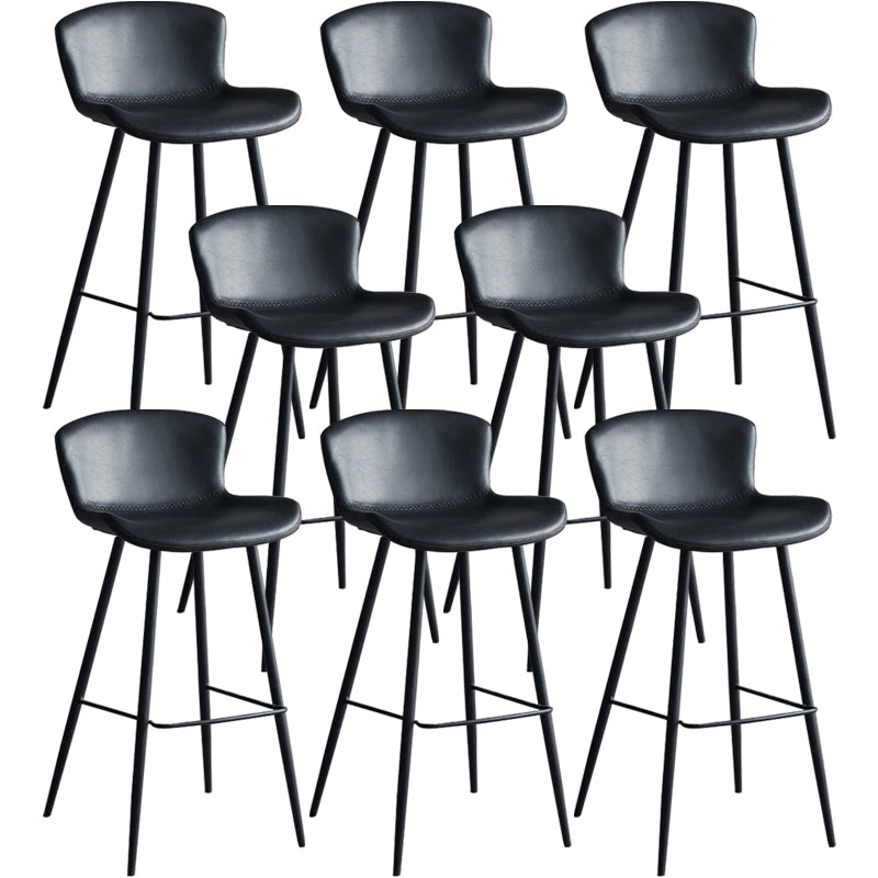 Contemporary Armless Bar Stool Faux Leather Bar Stool for Living Room Black 8 Piece Set Counter Stool(26"H) Clearhalo 'Bar Furniture' 'Bar Stools' 'bar_stools' 'furn' 'furn_bar_stools' 'Furniture' 'Kitchen & Dining Furniture' 6245185