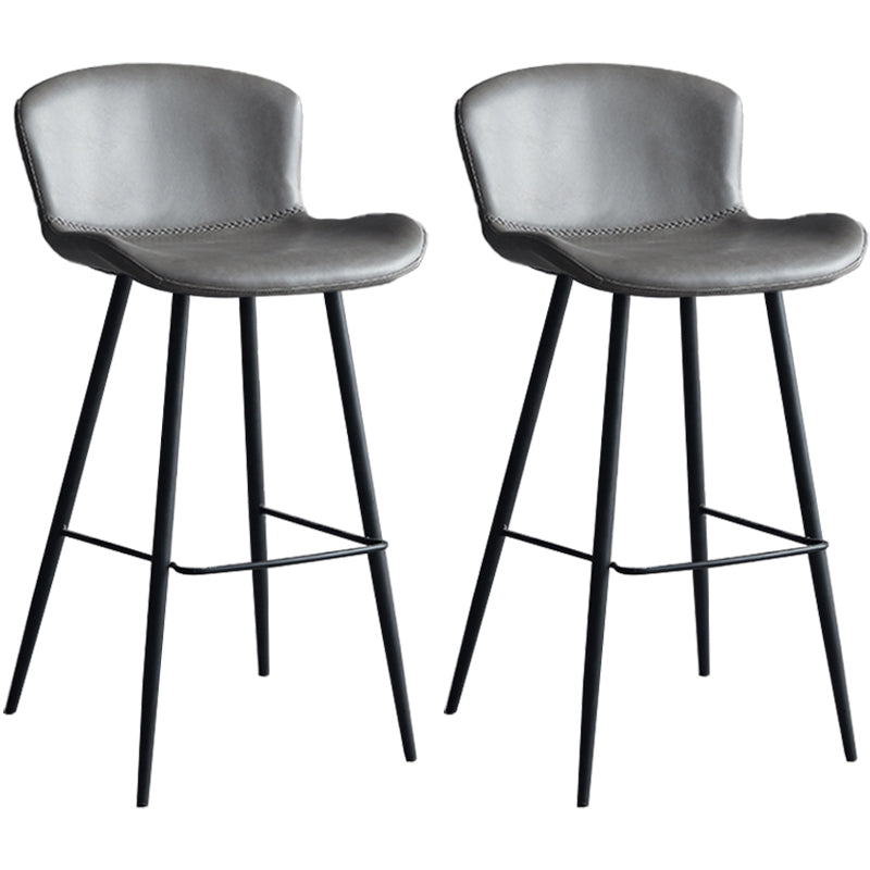 Contemporary Armless Bar Stool Faux Leather Bar Stool for Living Room Grey 2 Piece Set Counter Stool(26"H) Clearhalo 'Bar Furniture' 'Bar Stools' 'bar_stools' 'furn' 'furn_bar_stools' 'Furniture' 'Kitchen & Dining Furniture' 6245189