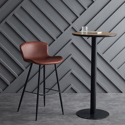 Contemporary Armless Bar Stool Faux Leather Bar Stool for Living Room Red 1 Piece Clearhalo 'Bar Furniture' 'Bar Stools' 'bar_stools' 'furn' 'furn_bar_stools' 'Furniture' 'Kitchen & Dining Furniture' 6245194