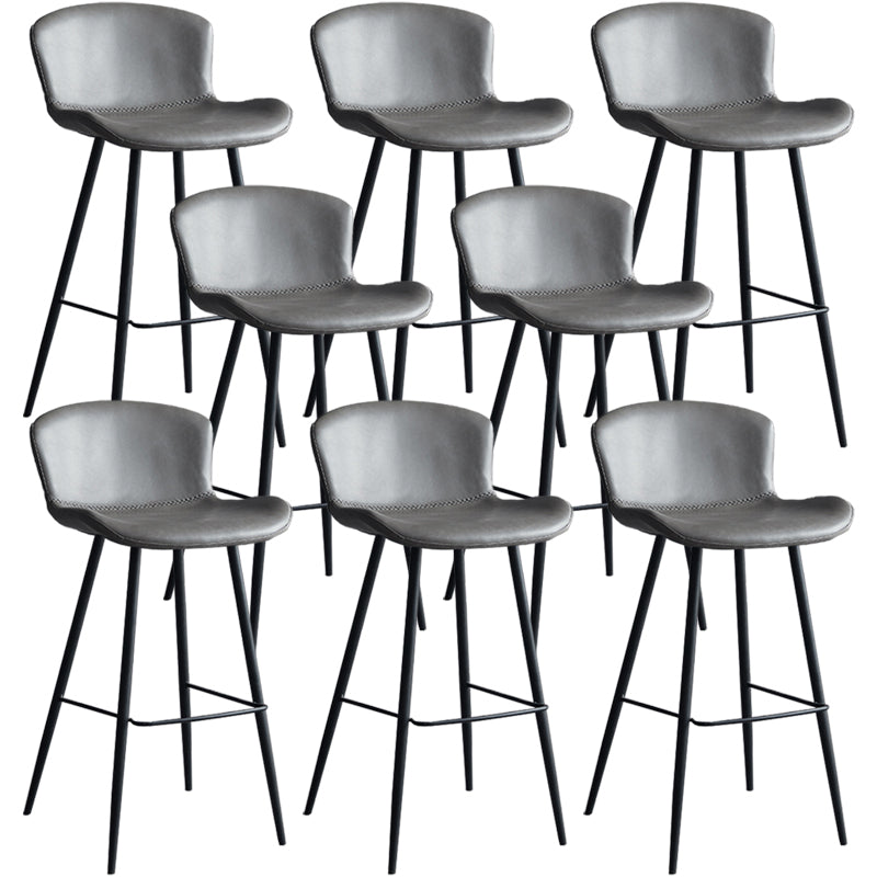 Contemporary Armless Bar Stool Faux Leather Bar Stool for Living Room Grey 8 Piece Set Counter Stool(26"H) Clearhalo 'Bar Furniture' 'Bar Stools' 'bar_stools' 'furn' 'furn_bar_stools' 'Furniture' 'Kitchen & Dining Furniture' 6245195