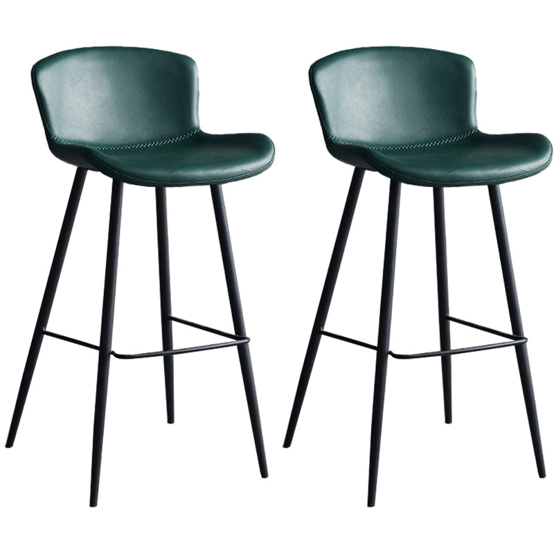 Contemporary Armless Bar Stool Faux Leather Bar Stool for Living Room Green 2 Piece Set Counter Stool(26"H) Clearhalo 'Bar Furniture' 'Bar Stools' 'bar_stools' 'furn' 'furn_bar_stools' 'Furniture' 'Kitchen & Dining Furniture' 6245199