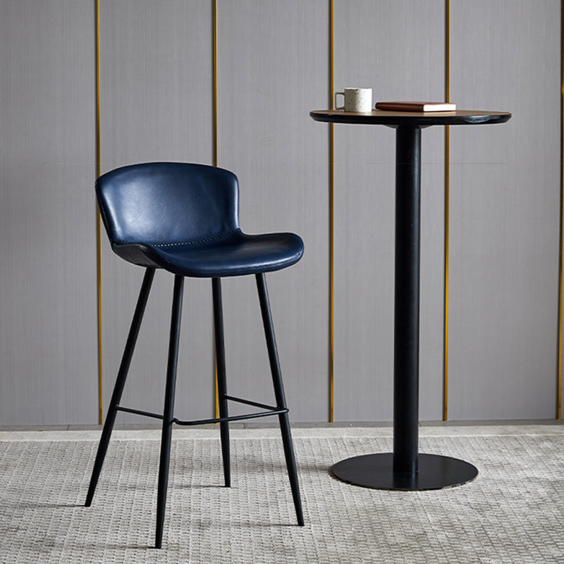 Contemporary Armless Bar Stool Faux Leather Bar Stool for Living Room Blue 1 Piece Clearhalo 'Bar Furniture' 'Bar Stools' 'bar_stools' 'furn' 'furn_bar_stools' 'Furniture' 'Kitchen & Dining Furniture' 6245200