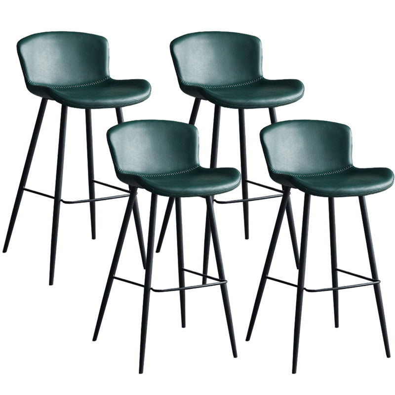 Contemporary Armless Bar Stool Faux Leather Bar Stool for Living Room Green 4 Piece Set Counter Stool(26"H) Clearhalo 'Bar Furniture' 'Bar Stools' 'bar_stools' 'furn' 'furn_bar_stools' 'Furniture' 'Kitchen & Dining Furniture' 6245201