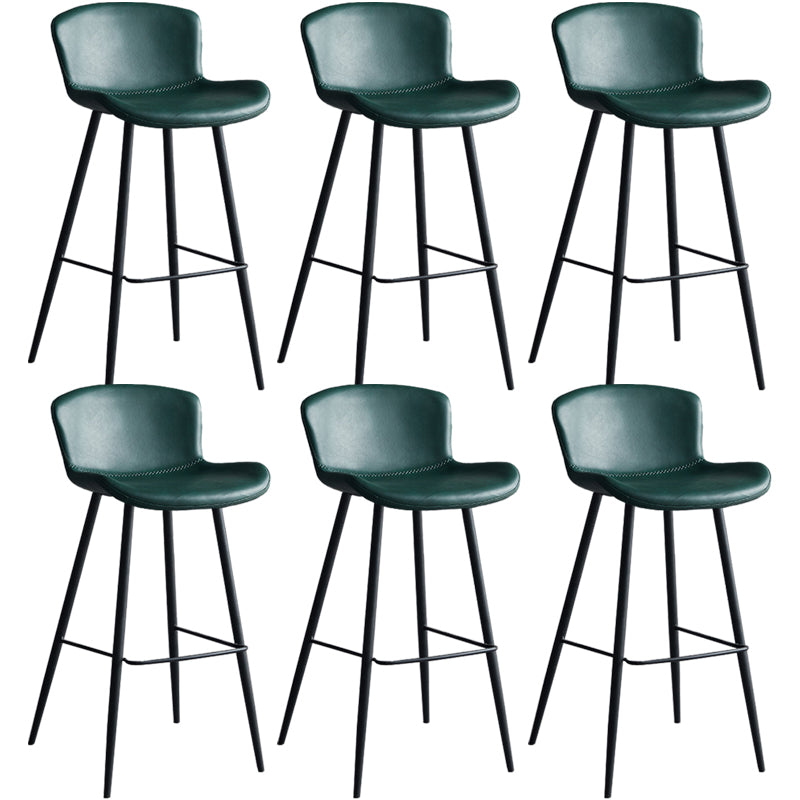 Contemporary Armless Bar Stool Faux Leather Bar Stool for Living Room Green 6 Piece Set Counter Stool(26"H) Clearhalo 'Bar Furniture' 'Bar Stools' 'bar_stools' 'furn' 'furn_bar_stools' 'Furniture' 'Kitchen & Dining Furniture' 6245202