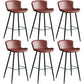 Contemporary Armless Bar Stool Faux Leather Bar Stool for Living Room Red 6 Piece Set Counter Stool(26"H) Clearhalo 'Bar Furniture' 'Bar Stools' 'bar_stools' 'furn' 'furn_bar_stools' 'Furniture' 'Kitchen & Dining Furniture' 6245206