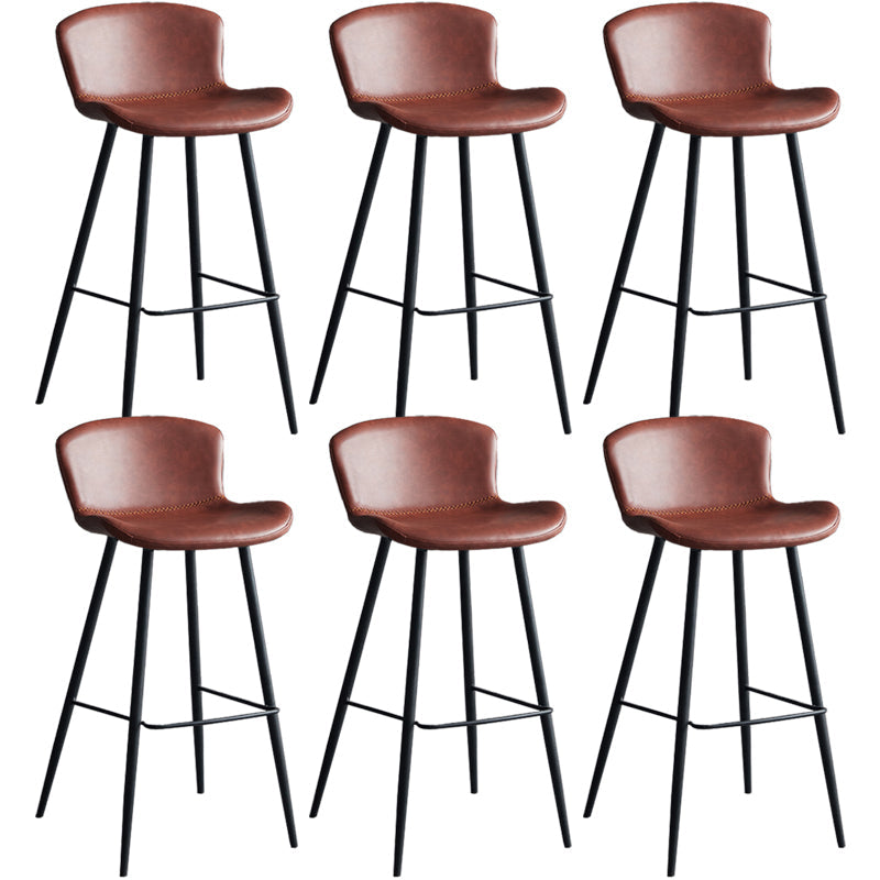 Contemporary Armless Bar Stool Faux Leather Bar Stool for Living Room Red 6 Piece Set Counter Stool(26"H) Clearhalo 'Bar Furniture' 'Bar Stools' 'bar_stools' 'furn' 'furn_bar_stools' 'Furniture' 'Kitchen & Dining Furniture' 6245206
