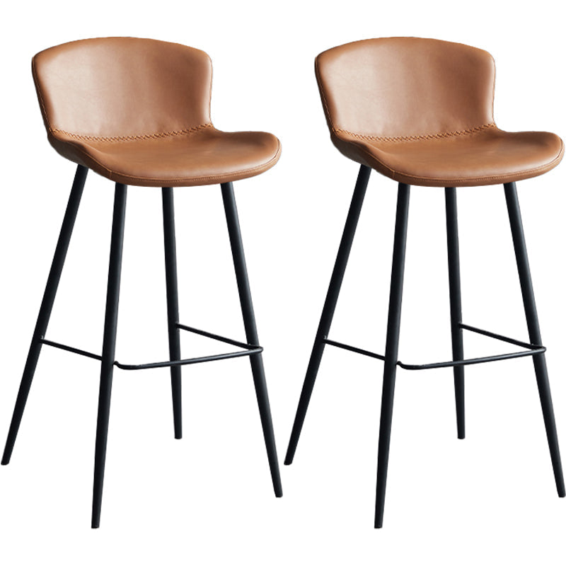 Contemporary Armless Bar Stool Faux Leather Bar Stool for Living Room Brown 2 Piece Set Counter Stool(26"H) Clearhalo 'Bar Furniture' 'Bar Stools' 'bar_stools' 'furn' 'furn_bar_stools' 'Furniture' 'Kitchen & Dining Furniture' 6245209