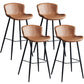 Contemporary Armless Bar Stool Faux Leather Bar Stool for Living Room Brown 4 Piece Set Counter Stool(26"H) Clearhalo 'Bar Furniture' 'Bar Stools' 'bar_stools' 'furn' 'furn_bar_stools' 'Furniture' 'Kitchen & Dining Furniture' 6245210