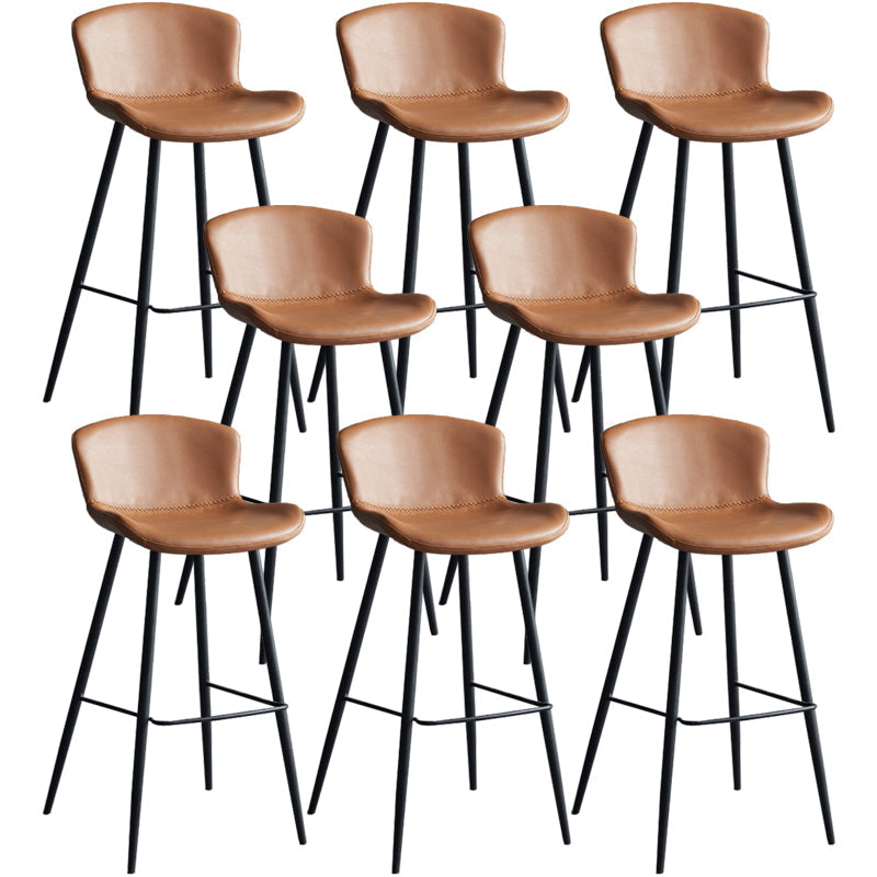 Contemporary Armless Bar Stool Faux Leather Bar Stool for Living Room Brown 8 Piece Set Counter Stool(26"H) Clearhalo 'Bar Furniture' 'Bar Stools' 'bar_stools' 'furn' 'furn_bar_stools' 'Furniture' 'Kitchen & Dining Furniture' 6245212