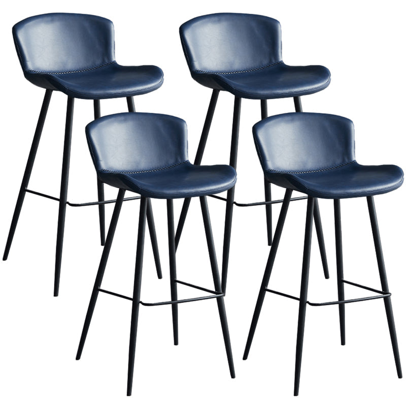 Contemporary Armless Bar Stool Faux Leather Bar Stool for Living Room Blue 4 Piece Set Counter Stool(26"H) Clearhalo 'Bar Furniture' 'Bar Stools' 'bar_stools' 'furn' 'furn_bar_stools' 'Furniture' 'Kitchen & Dining Furniture' 6245214