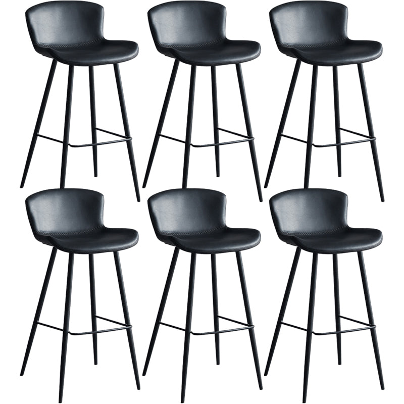 Contemporary Armless Bar Stool Faux Leather Bar Stool for Living Room Black 6 Piece Set Bar Stool(30"H) Clearhalo 'Bar Furniture' 'Bar Stools' 'bar_stools' 'furn' 'furn_bar_stools' 'Furniture' 'Kitchen & Dining Furniture' 6245220