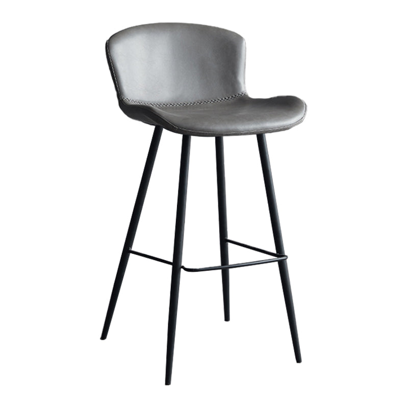 Contemporary Armless Bar Stool Faux Leather Bar Stool for Living Room Grey 1 Piece Bar Stool(30"H) Clearhalo 'Bar Furniture' 'Bar Stools' 'bar_stools' 'furn' 'furn_bar_stools' 'Furniture' 'Kitchen & Dining Furniture' 6245222