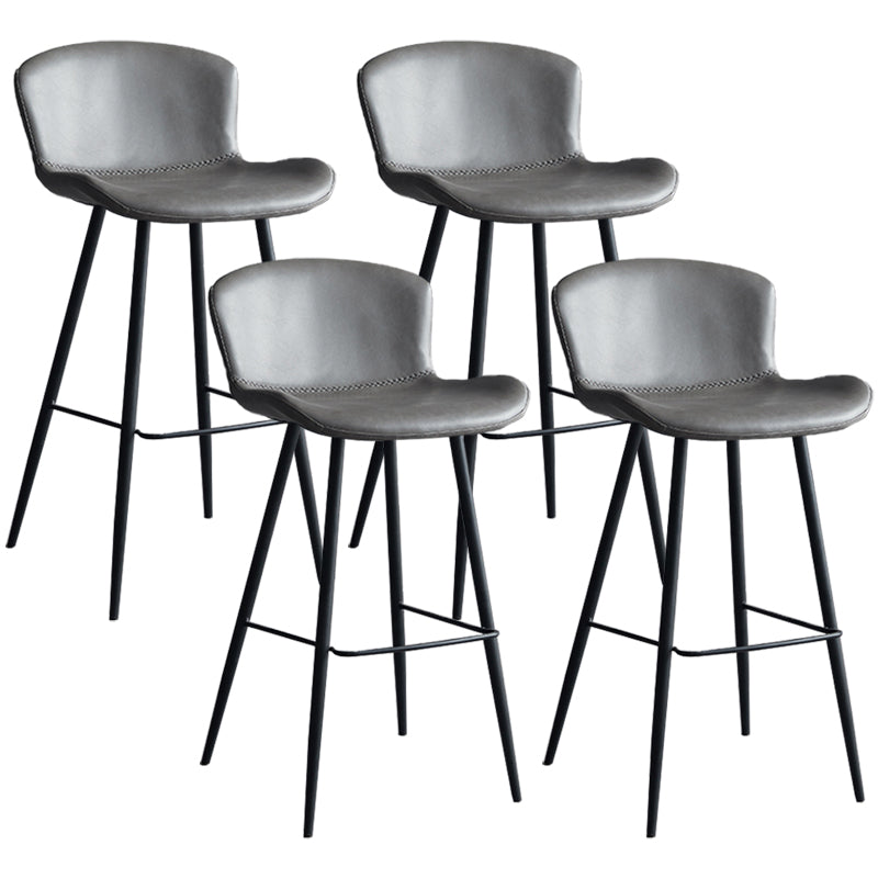 Contemporary Armless Bar Stool Faux Leather Bar Stool for Living Room Grey 4 Piece Set Bar Stool(30"H) Clearhalo 'Bar Furniture' 'Bar Stools' 'bar_stools' 'furn' 'furn_bar_stools' 'Furniture' 'Kitchen & Dining Furniture' 6245224