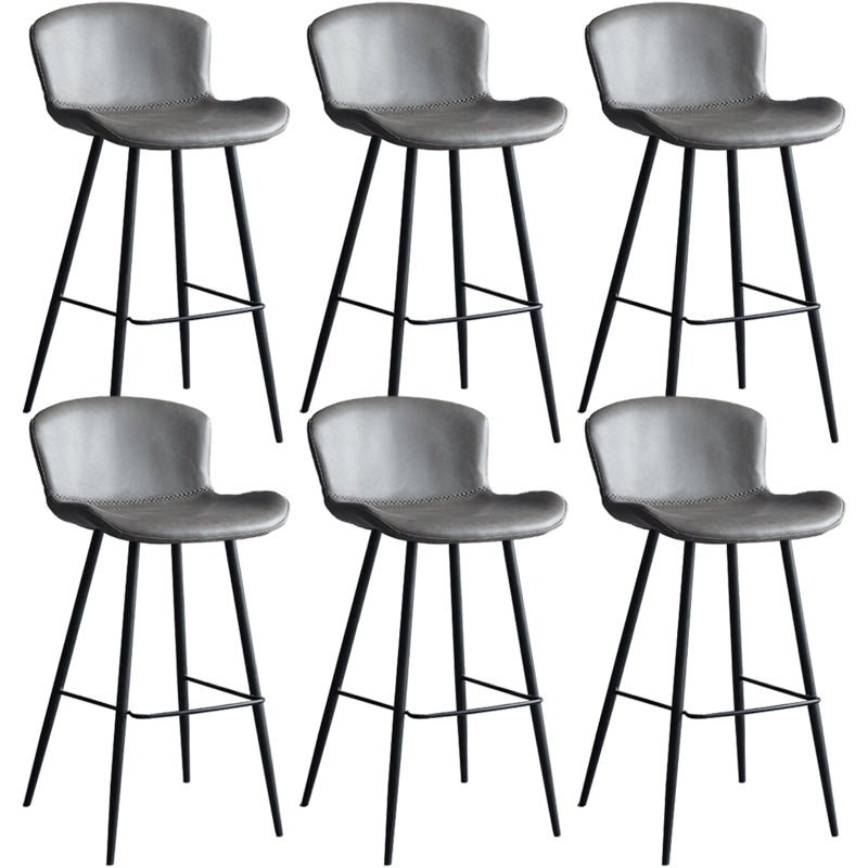 Contemporary Armless Bar Stool Faux Leather Bar Stool for Living Room Grey 6 Piece Set Bar Stool(30"H) Clearhalo 'Bar Furniture' 'Bar Stools' 'bar_stools' 'furn' 'furn_bar_stools' 'Furniture' 'Kitchen & Dining Furniture' 6245225