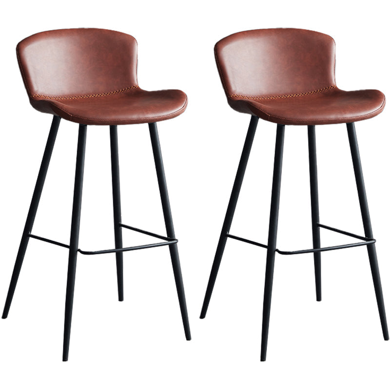 Contemporary Armless Bar Stool Faux Leather Bar Stool for Living Room Red 2 Piece Set Bar Stool(30"H) Clearhalo 'Bar Furniture' 'Bar Stools' 'bar_stools' 'furn' 'furn_bar_stools' 'Furniture' 'Kitchen & Dining Furniture' 6245232