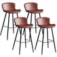 Contemporary Armless Bar Stool Faux Leather Bar Stool for Living Room Red 4 Piece Set Bar Stool(30"H) Clearhalo 'Bar Furniture' 'Bar Stools' 'bar_stools' 'furn' 'furn_bar_stools' 'Furniture' 'Kitchen & Dining Furniture' 6245233