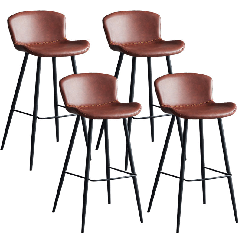 Contemporary Armless Bar Stool Faux Leather Bar Stool for Living Room Red 4 Piece Set Bar Stool(30"H) Clearhalo 'Bar Furniture' 'Bar Stools' 'bar_stools' 'furn' 'furn_bar_stools' 'Furniture' 'Kitchen & Dining Furniture' 6245233