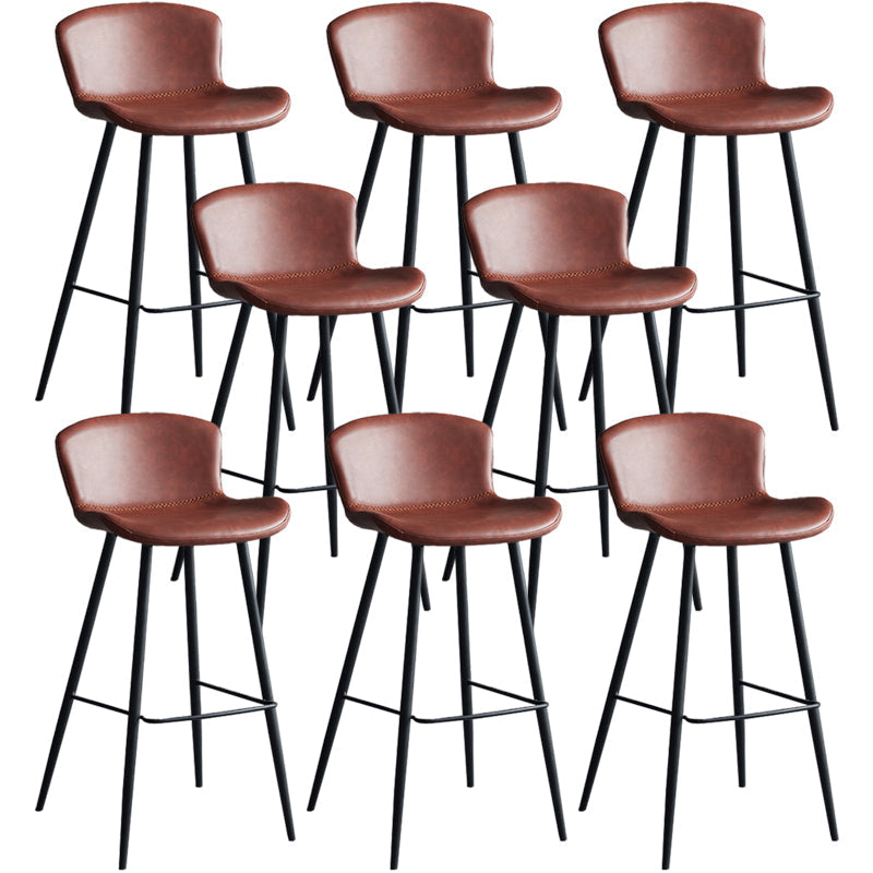Contemporary Armless Bar Stool Faux Leather Bar Stool for Living Room Red 8 Piece Set Bar Stool(30"H) Clearhalo 'Bar Furniture' 'Bar Stools' 'bar_stools' 'furn' 'furn_bar_stools' 'Furniture' 'Kitchen & Dining Furniture' 6245235