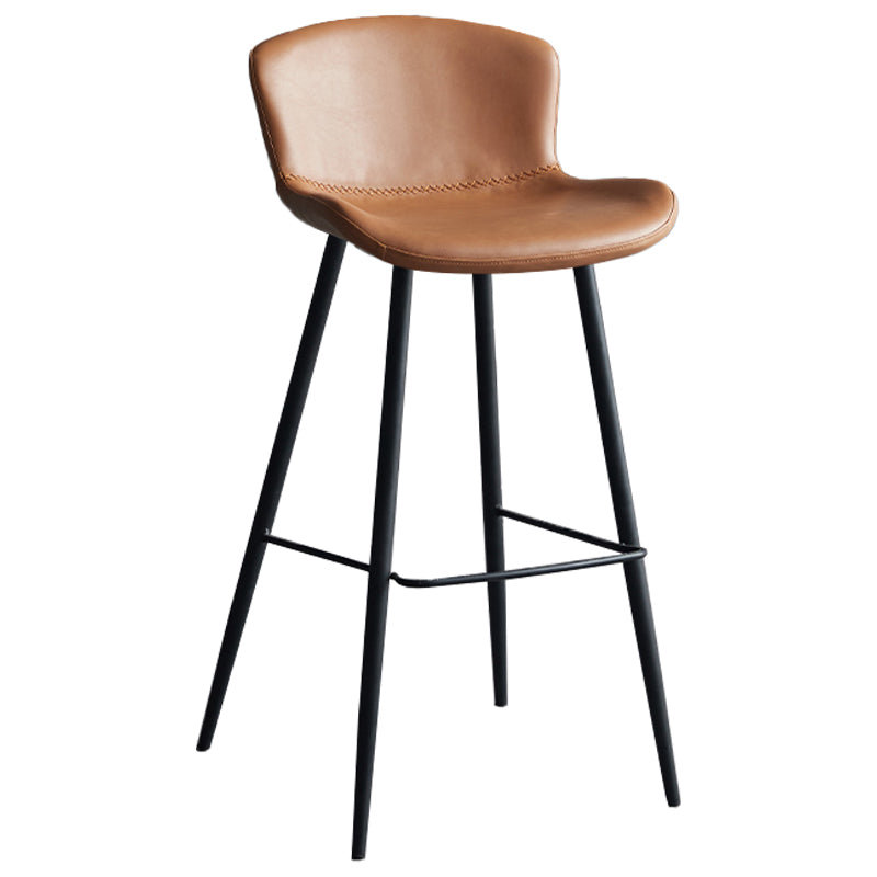 Contemporary Armless Bar Stool Faux Leather Bar Stool for Living Room Brown 1 Piece Bar Stool(30"H) Clearhalo 'Bar Furniture' 'Bar Stools' 'bar_stools' 'furn' 'furn_bar_stools' 'Furniture' 'Kitchen & Dining Furniture' 6245236