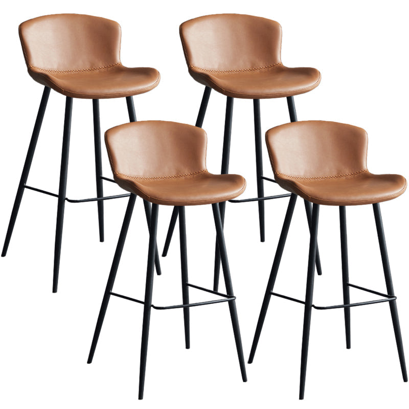 Contemporary Armless Bar Stool Faux Leather Bar Stool for Living Room Brown 4 Piece Set Bar Stool(30"H) Clearhalo 'Bar Furniture' 'Bar Stools' 'bar_stools' 'furn' 'furn_bar_stools' 'Furniture' 'Kitchen & Dining Furniture' 6245238