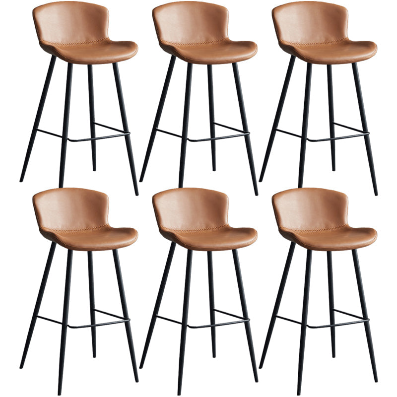 Contemporary Armless Bar Stool Faux Leather Bar Stool for Living Room Brown 6 Piece Set Bar Stool(30"H) Clearhalo 'Bar Furniture' 'Bar Stools' 'bar_stools' 'furn' 'furn_bar_stools' 'Furniture' 'Kitchen & Dining Furniture' 6245239