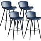 Contemporary Armless Bar Stool Faux Leather Bar Stool for Living Room Blue 4 Piece Set Bar Stool(30"H) Clearhalo 'Bar Furniture' 'Bar Stools' 'bar_stools' 'furn' 'furn_bar_stools' 'Furniture' 'Kitchen & Dining Furniture' 6245242