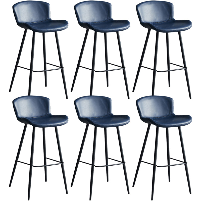 Contemporary Armless Bar Stool Faux Leather Bar Stool for Living Room Blue 6 Piece Set Bar Stool(30"H) Clearhalo 'Bar Furniture' 'Bar Stools' 'bar_stools' 'furn' 'furn_bar_stools' 'Furniture' 'Kitchen & Dining Furniture' 6245243