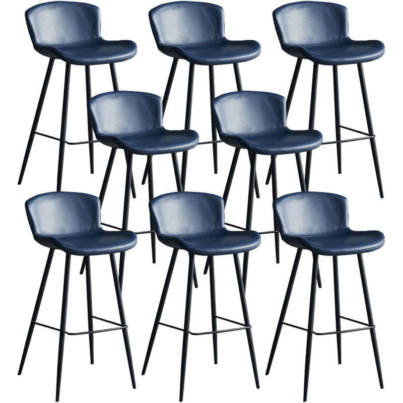 Contemporary Armless Bar Stool Faux Leather Bar Stool for Living Room Blue 8 Piece Set Bar Stool(30"H) Clearhalo 'Bar Furniture' 'Bar Stools' 'bar_stools' 'furn' 'furn_bar_stools' 'Furniture' 'Kitchen & Dining Furniture' 6245244