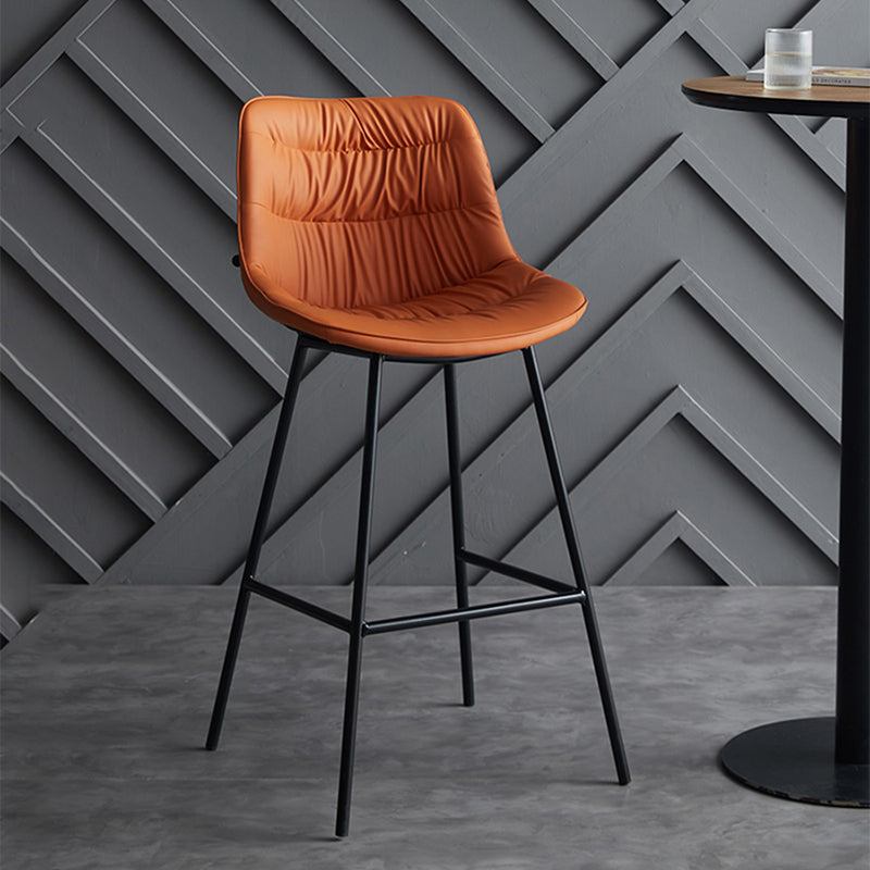 Modern Faux Leather Counter Stool Low Back Bar Stool with Footrest Orange 1 Piece Bar Stool(30"H) Clearhalo 'Bar Furniture' 'Bar Stools' 'bar_stools' 'furn' 'furn_bar_stools' 'Furniture' 'Kitchen & Dining Furniture' 6245271