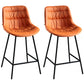 Modern Faux Leather Counter Stool Low Back Bar Stool with Footrest Orange 2 Piece Set Counter Stool(26"H) Clearhalo 'Bar Furniture' 'Bar Stools' 'bar_stools' 'furn' 'furn_bar_stools' 'Furniture' 'Kitchen & Dining Furniture' 6245272