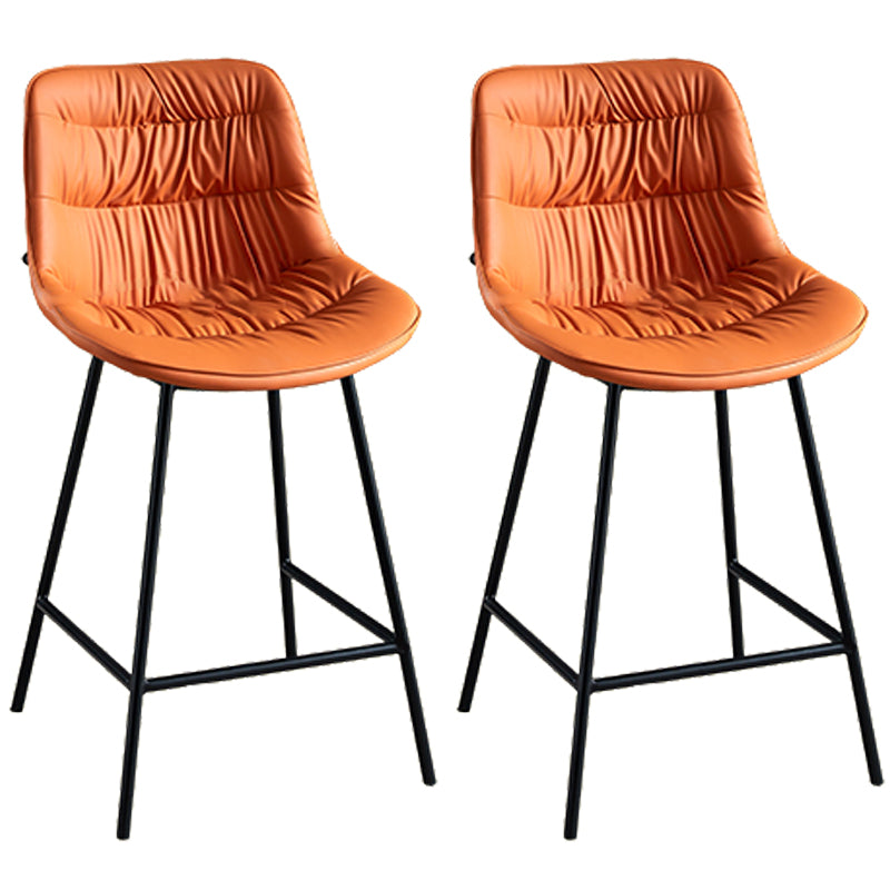 Modern Faux Leather Counter Stool Low Back Bar Stool with Footrest Orange 2 Piece Set Counter Stool(26"H) Clearhalo 'Bar Furniture' 'Bar Stools' 'bar_stools' 'furn' 'furn_bar_stools' 'Furniture' 'Kitchen & Dining Furniture' 6245272