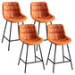 Modern Faux Leather Counter Stool Low Back Bar Stool with Footrest Orange 4 Piece Set Counter Stool(26"H) Clearhalo 'Bar Furniture' 'Bar Stools' 'bar_stools' 'furn' 'furn_bar_stools' 'Furniture' 'Kitchen & Dining Furniture' 6245273