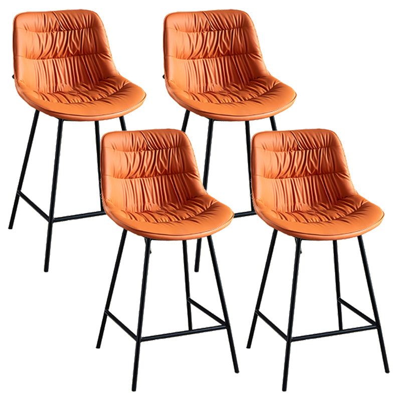 Modern Faux Leather Counter Stool Low Back Bar Stool with Footrest Orange 4 Piece Set Counter Stool(26"H) Clearhalo 'Bar Furniture' 'Bar Stools' 'bar_stools' 'furn' 'furn_bar_stools' 'Furniture' 'Kitchen & Dining Furniture' 6245273