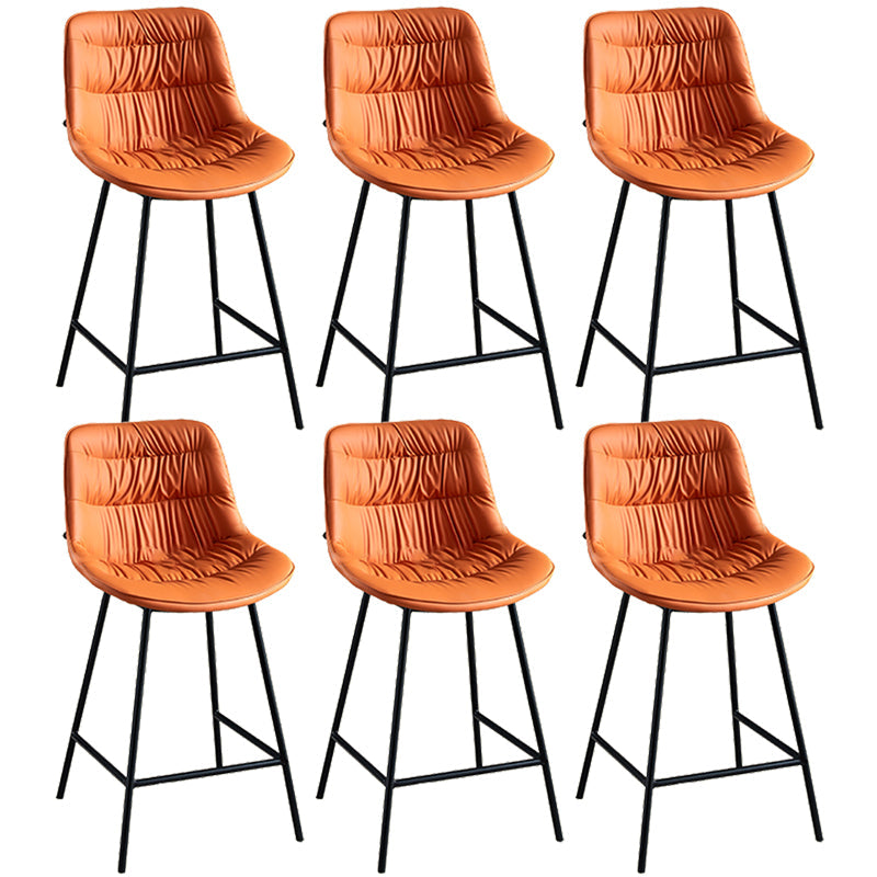 Modern Faux Leather Counter Stool Low Back Bar Stool with Footrest Orange 6 Piece Set Counter Stool(26"H) Clearhalo 'Bar Furniture' 'Bar Stools' 'bar_stools' 'furn' 'furn_bar_stools' 'Furniture' 'Kitchen & Dining Furniture' 6245275