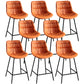 Modern Faux Leather Counter Stool Low Back Bar Stool with Footrest Orange 8 Piece Set Counter Stool(26"H) Clearhalo 'Bar Furniture' 'Bar Stools' 'bar_stools' 'furn' 'furn_bar_stools' 'Furniture' 'Kitchen & Dining Furniture' 6245278