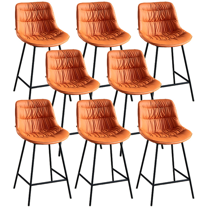 Modern Faux Leather Counter Stool Low Back Bar Stool with Footrest Orange 8 Piece Set Counter Stool(26"H) Clearhalo 'Bar Furniture' 'Bar Stools' 'bar_stools' 'furn' 'furn_bar_stools' 'Furniture' 'Kitchen & Dining Furniture' 6245278