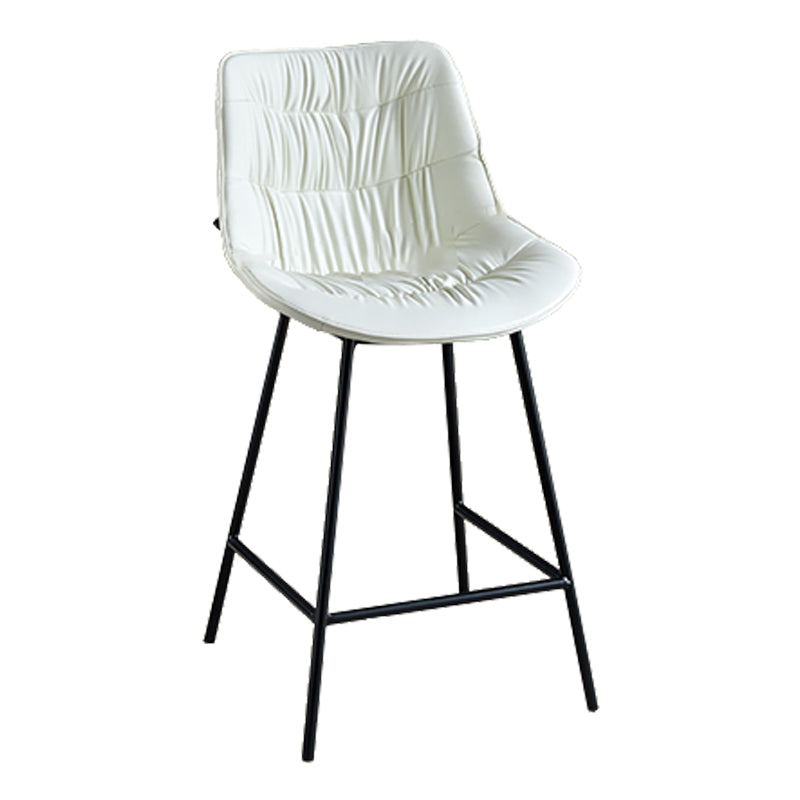 Modern Faux Leather Counter Stool Low Back Bar Stool with Footrest White 1 Piece Counter Stool(26"H) Clearhalo 'Bar Furniture' 'Bar Stools' 'bar_stools' 'furn' 'furn_bar_stools' 'Furniture' 'Kitchen & Dining Furniture' 6245280