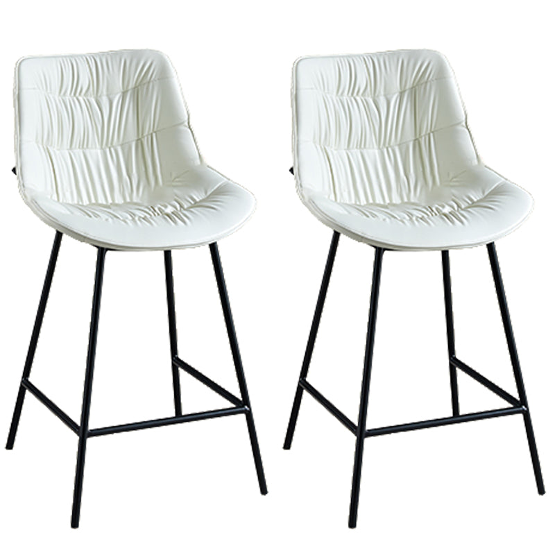Modern Faux Leather Counter Stool Low Back Bar Stool with Footrest White 2 Piece Set Counter Stool(26"H) Clearhalo 'Bar Furniture' 'Bar Stools' 'bar_stools' 'furn' 'furn_bar_stools' 'Furniture' 'Kitchen & Dining Furniture' 6245282