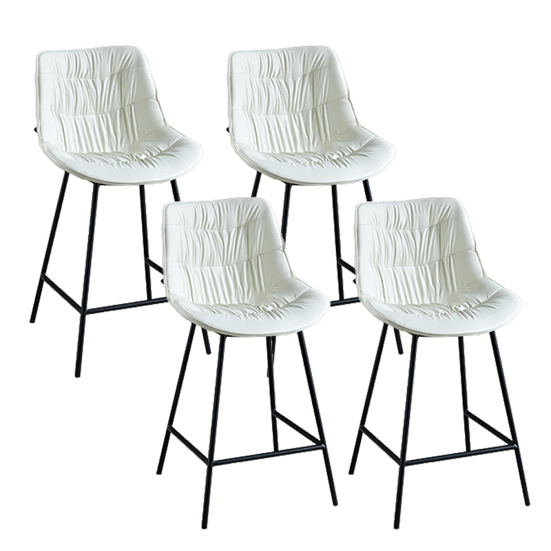 Modern Faux Leather Counter Stool Low Back Bar Stool with Footrest White 4 Piece Set Counter Stool(26"H) Clearhalo 'Bar Furniture' 'Bar Stools' 'bar_stools' 'furn' 'furn_bar_stools' 'Furniture' 'Kitchen & Dining Furniture' 6245284