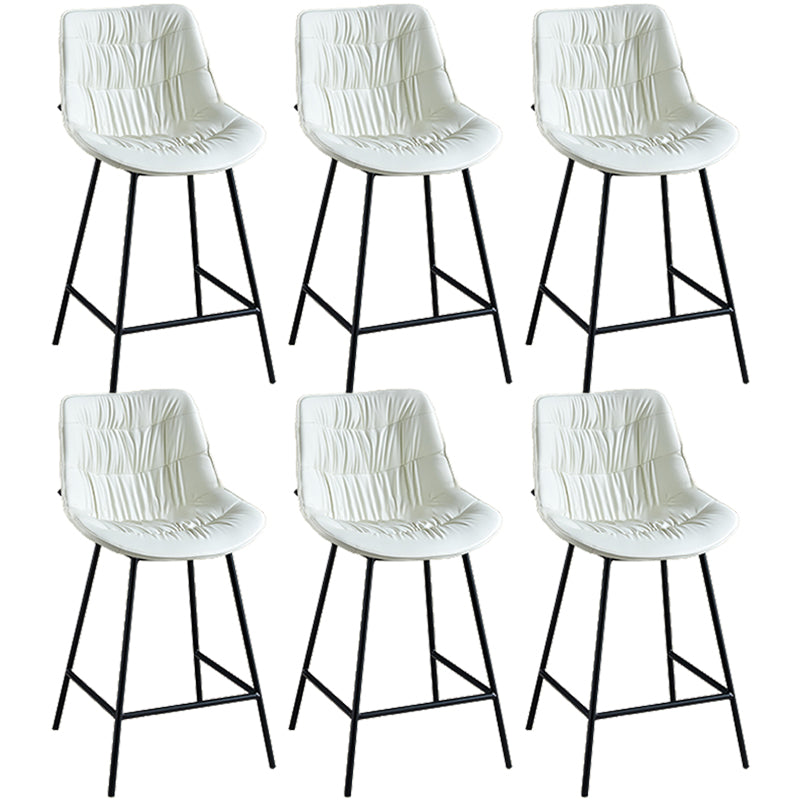 Modern Faux Leather Counter Stool Low Back Bar Stool with Footrest White 6 Piece Set Counter Stool(26"H) Clearhalo 'Bar Furniture' 'Bar Stools' 'bar_stools' 'furn' 'furn_bar_stools' 'Furniture' 'Kitchen & Dining Furniture' 6245286