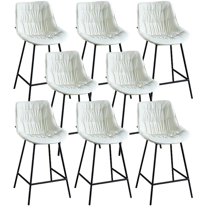 Modern Faux Leather Counter Stool Low Back Bar Stool with Footrest White 8 Piece Set Counter Stool(26"H) Clearhalo 'Bar Furniture' 'Bar Stools' 'bar_stools' 'furn' 'furn_bar_stools' 'Furniture' 'Kitchen & Dining Furniture' 6245287