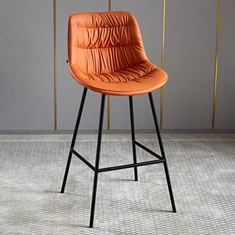 Modern Faux Leather Counter Stool Low Back Bar Stool with Footrest Clearhalo 'Bar Furniture' 'Bar Stools' 'bar_stools' 'furn' 'furn_bar_stools' 'Furniture' 'Kitchen & Dining Furniture' 6245288