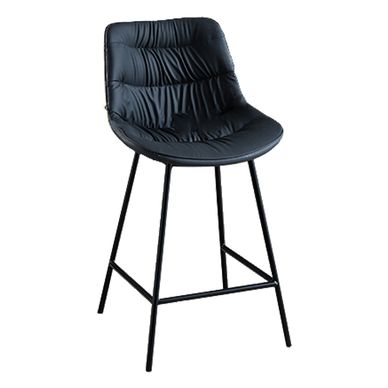Modern Faux Leather Counter Stool Low Back Bar Stool with Footrest Blue 1 Piece Counter Stool(26"H) Clearhalo 'Bar Furniture' 'Bar Stools' 'bar_stools' 'furn' 'furn_bar_stools' 'Furniture' 'Kitchen & Dining Furniture' 6245289