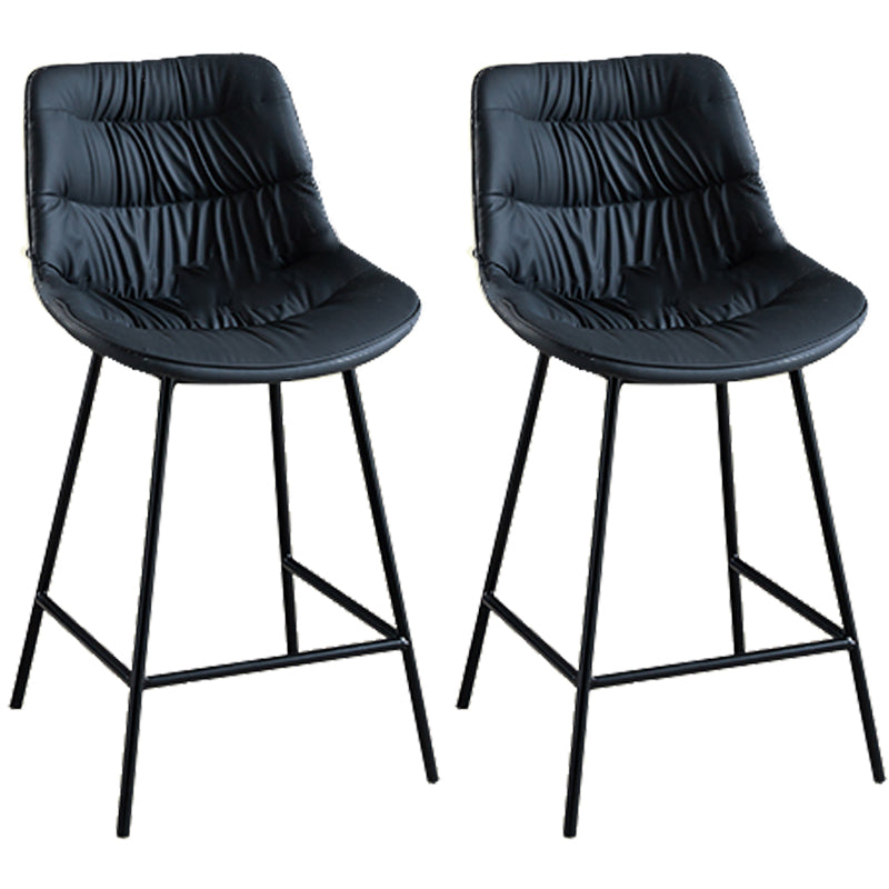 Modern Faux Leather Counter Stool Low Back Bar Stool with Footrest Blue 2 Piece Set Counter Stool(26"H) Clearhalo 'Bar Furniture' 'Bar Stools' 'bar_stools' 'furn' 'furn_bar_stools' 'Furniture' 'Kitchen & Dining Furniture' 6245292