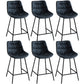 Modern Faux Leather Counter Stool Low Back Bar Stool with Footrest Blue 6 Piece Set Counter Stool(26"H) Clearhalo 'Bar Furniture' 'Bar Stools' 'bar_stools' 'furn' 'furn_bar_stools' 'Furniture' 'Kitchen & Dining Furniture' 6245295