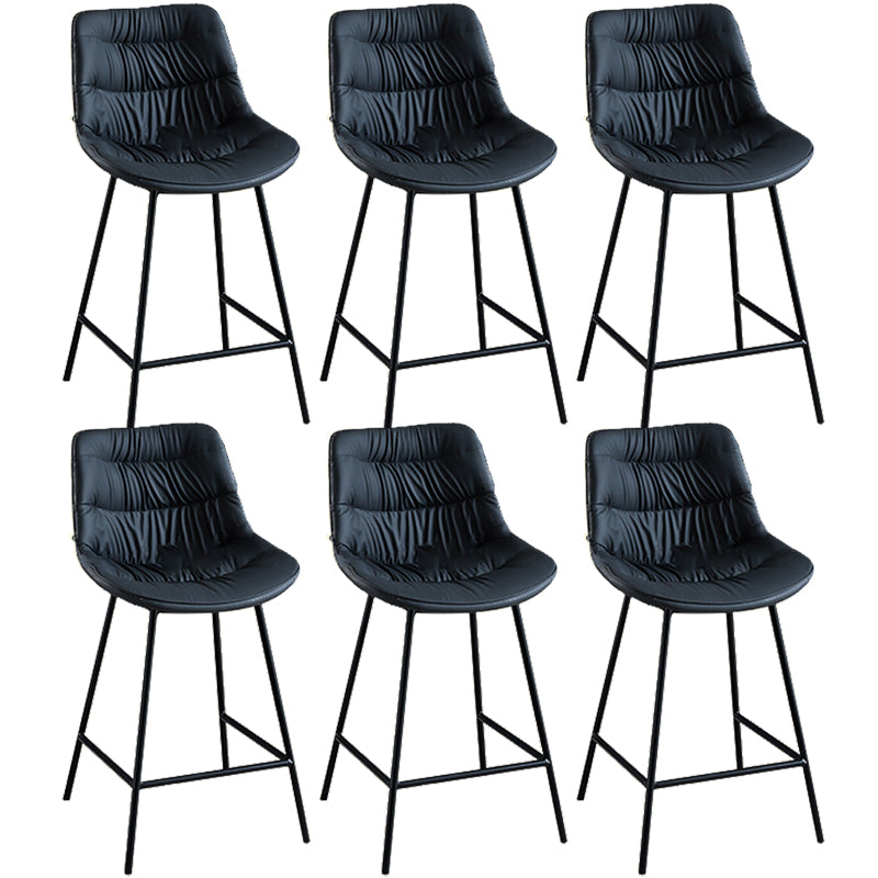 Modern Faux Leather Counter Stool Low Back Bar Stool with Footrest Blue 6 Piece Set Counter Stool(26"H) Clearhalo 'Bar Furniture' 'Bar Stools' 'bar_stools' 'furn' 'furn_bar_stools' 'Furniture' 'Kitchen & Dining Furniture' 6245295
