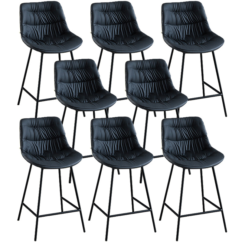 Modern Faux Leather Counter Stool Low Back Bar Stool with Footrest Blue 8 Piece Set Counter Stool(26"H) Clearhalo 'Bar Furniture' 'Bar Stools' 'bar_stools' 'furn' 'furn_bar_stools' 'Furniture' 'Kitchen & Dining Furniture' 6245296